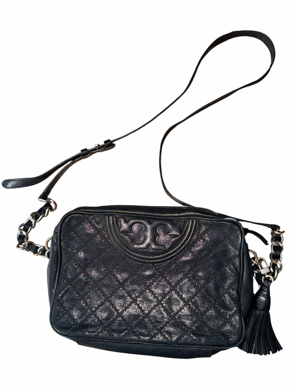 TORY BURCH Fleming Distressed Leather Camera Crossbody Bag